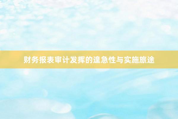 财务报表审计发挥的遑急性与实施旅途